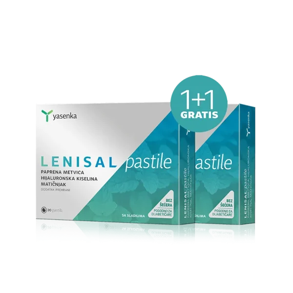 Lenisal pastile poprova meta, hialuronska kislina in melisa 1 + 1